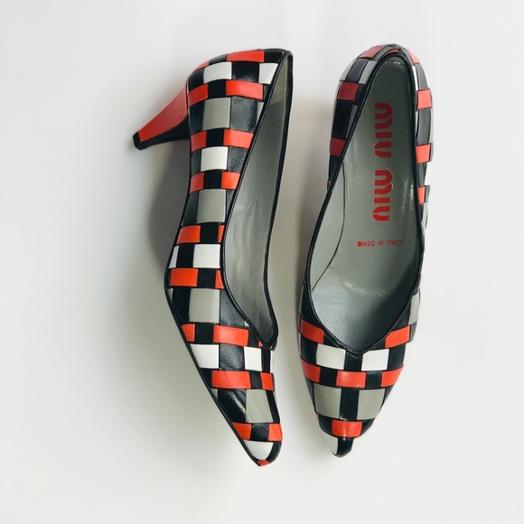 New Miu Miu Multi-color Crosshatch Pumps